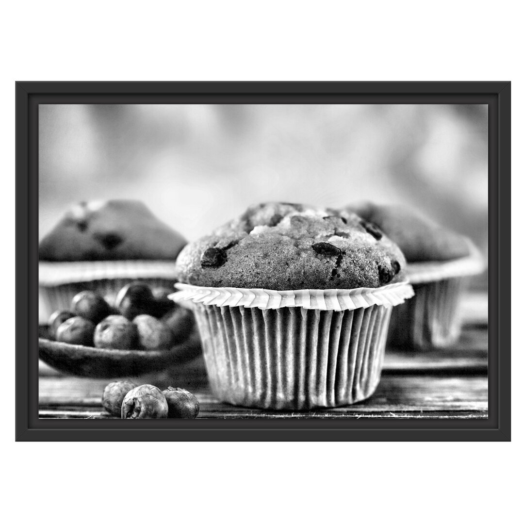 Gerahmtes Wandbild Muffins Blaubeeren