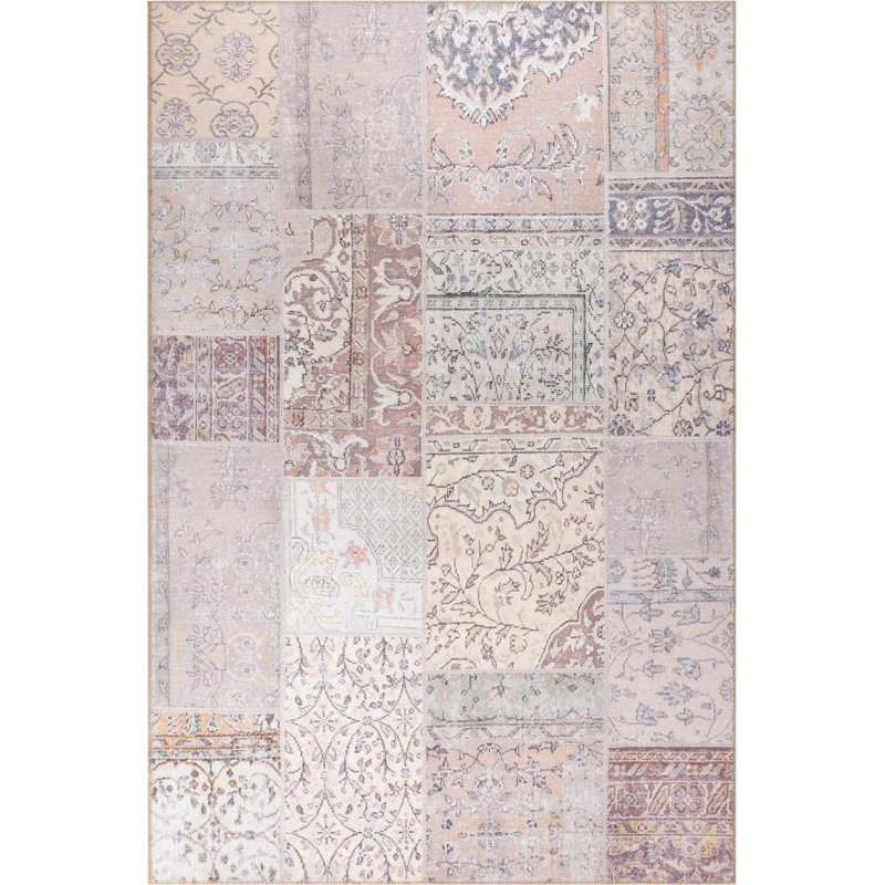 Tapis décoratif beige beige, Rectangle 3 pi 10 po x 5 pi 3 po