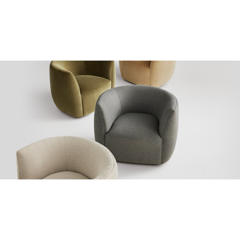 Council Swivel Barrel Chair, Moss Velvet