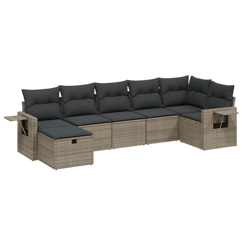 Ensemble de canapé de jardin Vidaxl PE rotin gris, acier thermolaqué grand modulaire