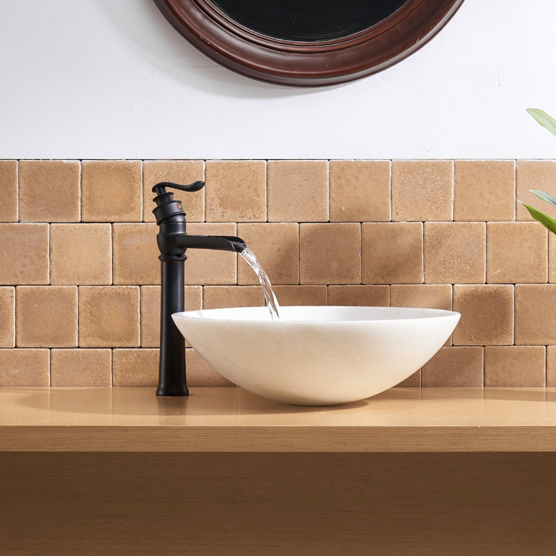 Waterfall Single Hole Single-Handle Vessel Bathroom Faucet, Matte Black