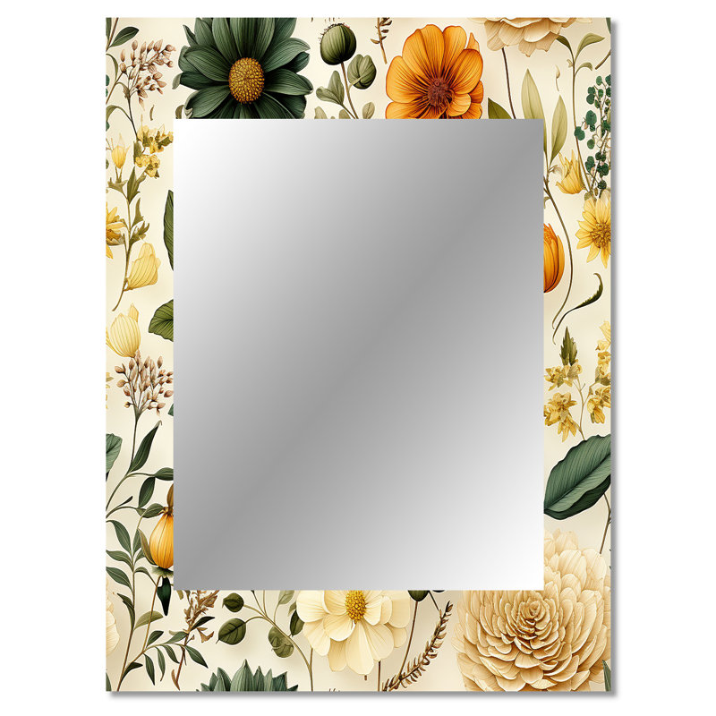 Floral Wanderlust Boho Pattern - Botanical Mirror Wall Decor, 40" x 30"