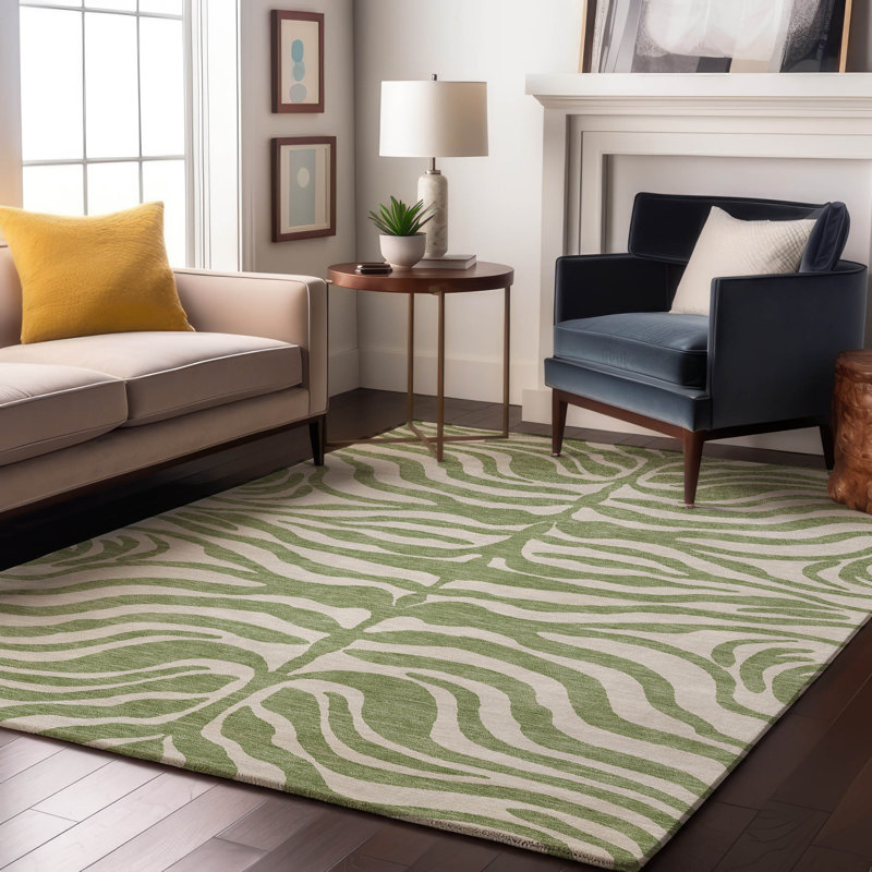 Tapis à motif animal lavable de qualité supérieure Goulven AMF1042, Rectangle 8 pi x 10 pi