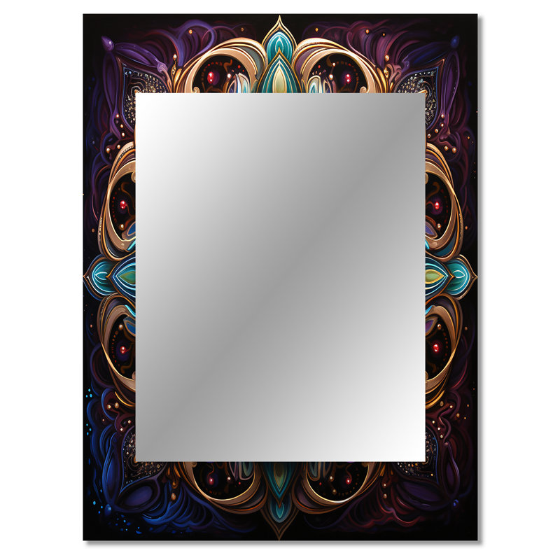 Ancient Colorful Magical Mandala - Boho Mandala Decorative Mirror, Traditional Large Wall Mirror, Printed Metal Art