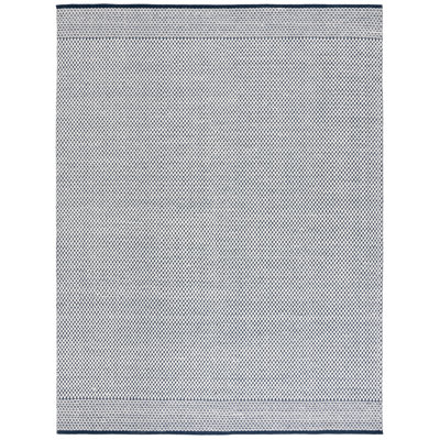 Veropeso Flat Weave Wool/Cotton Geometric Rug in Navy/Ivory/Gray