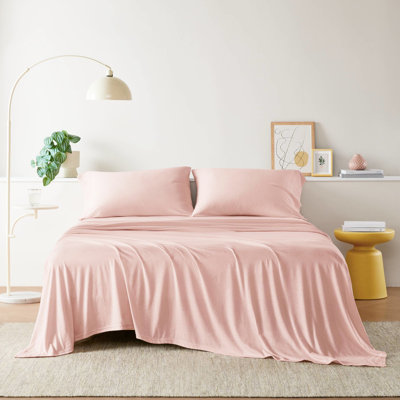 Literie en tricot de mélange de coton toutes saisons - exceptionnellement douillette et moelleuse, absorbante les jours d'été, les nuits d'hiver, convient à un matelas de 16 po ou moins, contient 1 drap plat, 2 taies d'oreiller de drap-housse, machine