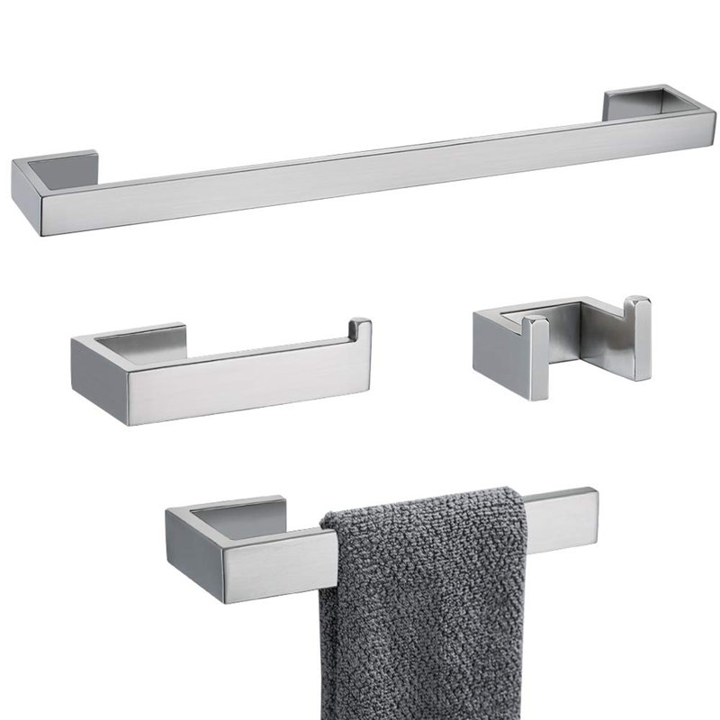 Ensemble de 4 accessoires de quincaillerie de salle de bain, Nickel