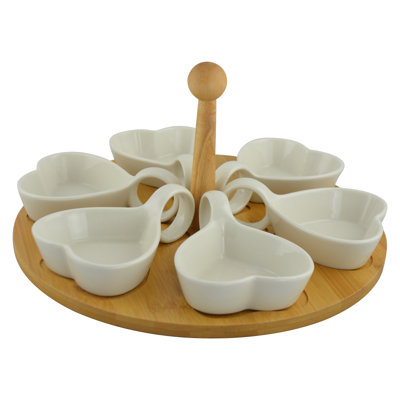 6 Compartment Ceramic Condiment Tray