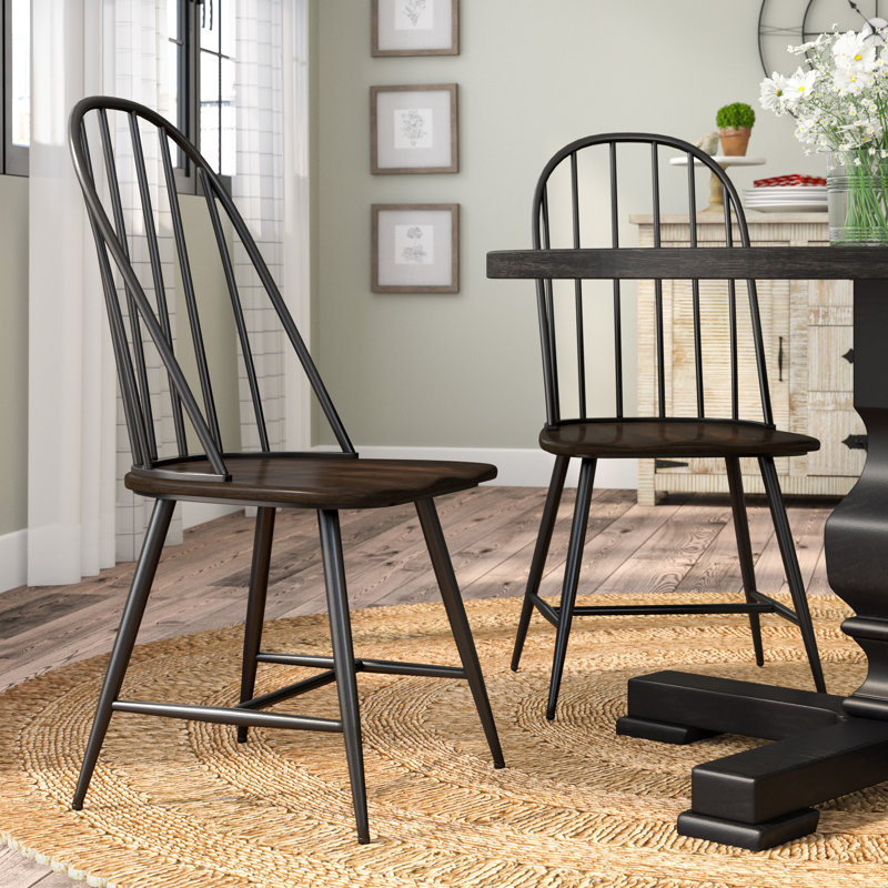 Poltimore 17.75'' H Metal Side Chair, Black/Espresso