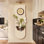 Art mural en bois manufacturé brun et blanc