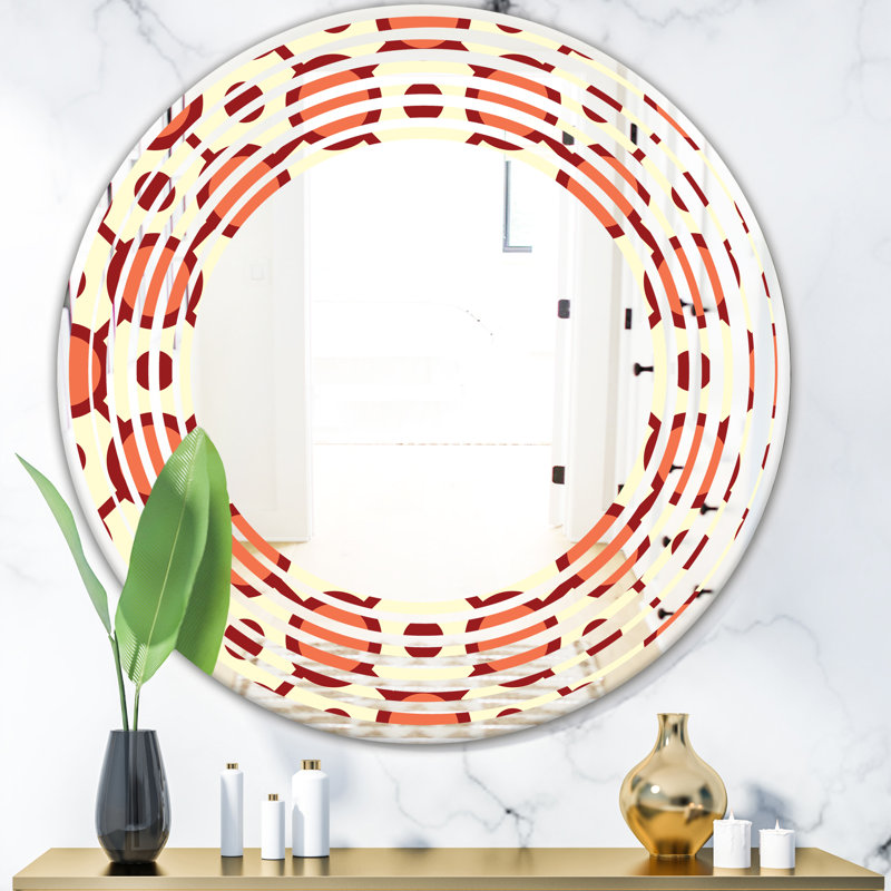 Miroir mural abstrait abstrait à motif géométrique abstrait Wave, 23,6 po x 23,6 po