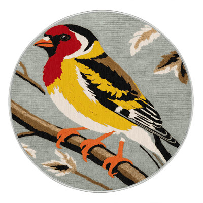 Washable European Goldfinch Birds Area Rug