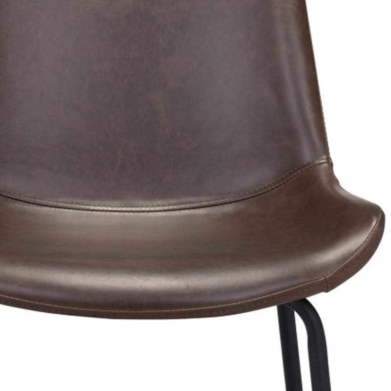 Ensemble de deux chaises d'appoint de salle à manger rembourrées en similicuir brun et noir, Brun