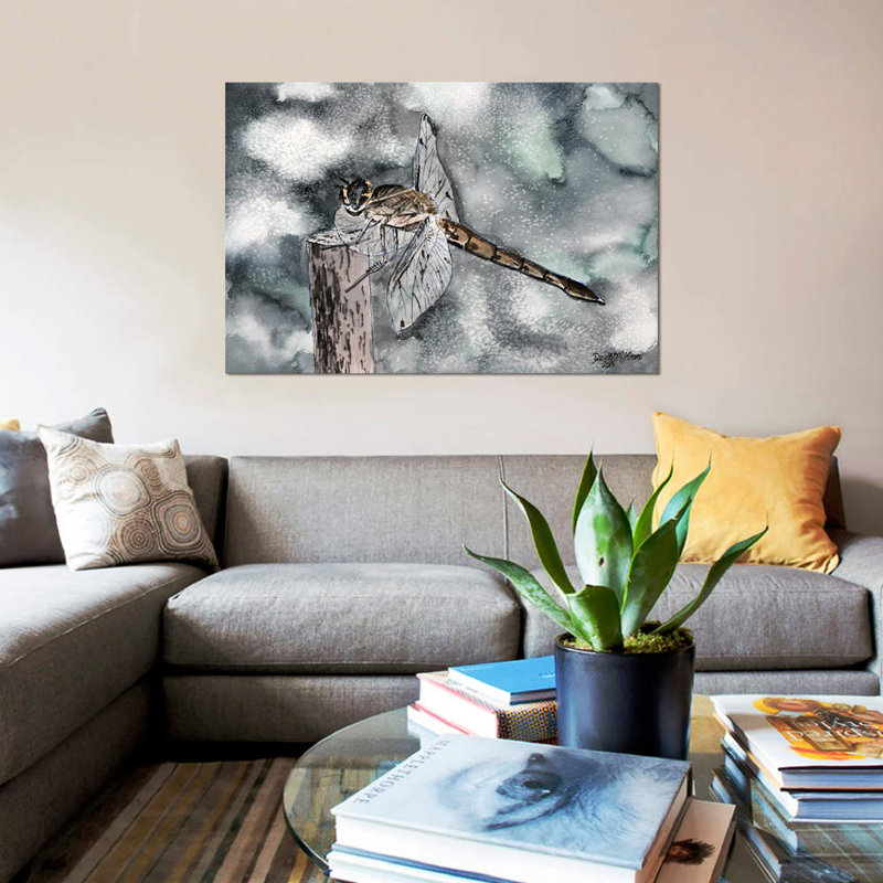 «Dragonfly II» non disponible sur toile, H 8 po x l 12 po x P 0,75 po, Toile tendue, Pas de tapis