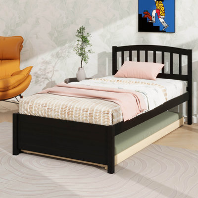 Sturdy Twin Platform Wood Bed Frame With Trundle