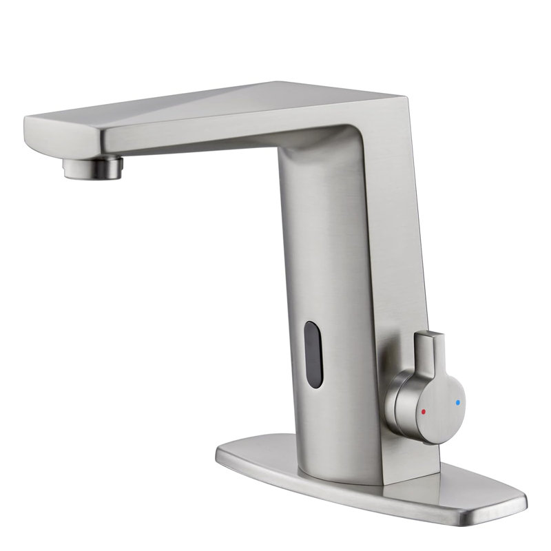 Robinets de salle de bain à capteur tactile, robinet de lavabo automatique à mouvement automatique, Nickel brossé