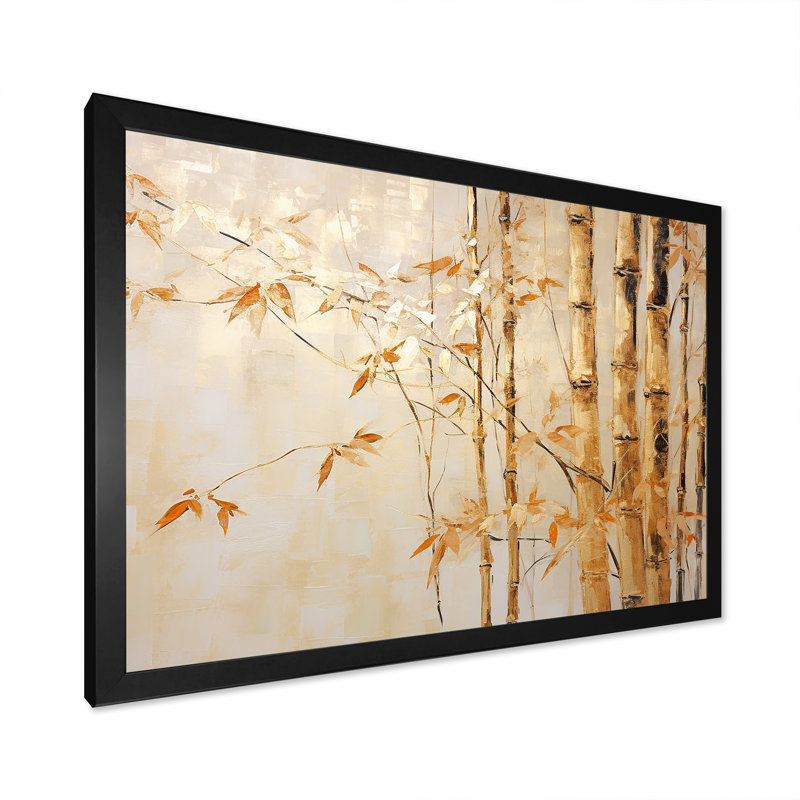 Décoration murale en bambou bleu et or Zen_106589, H 30 po x l 40 po x P 1,5 po, Cadre flottant doré