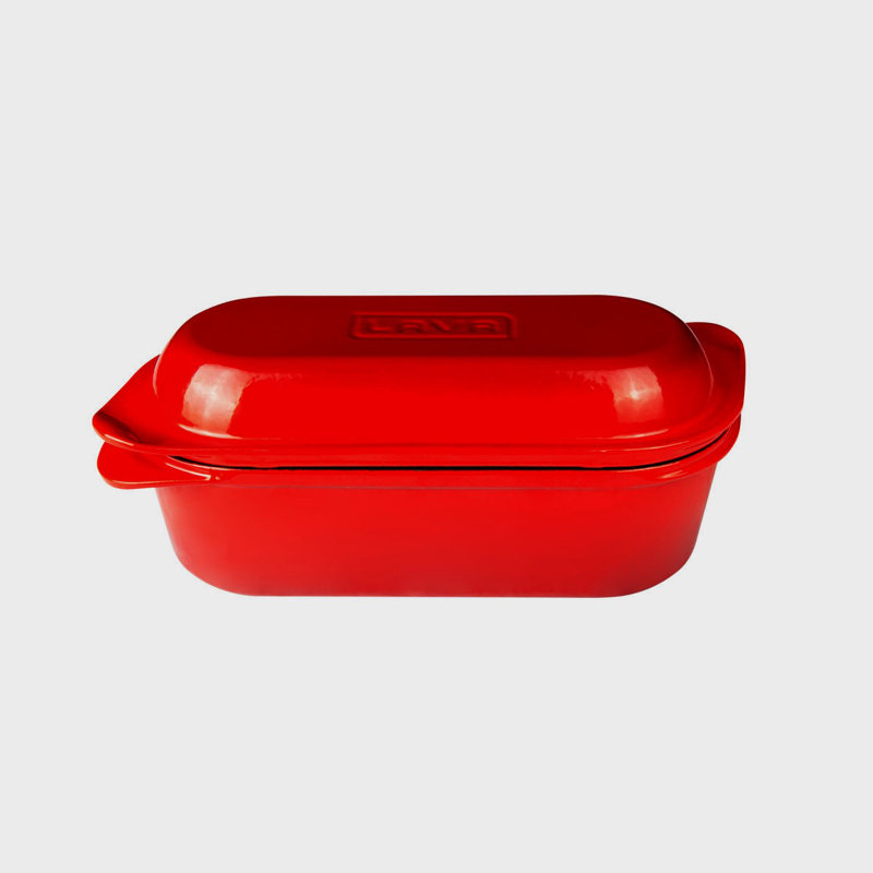 Moule à pain en fonte émaillée rectangulaire de 2,5 pintes, 11 pintes avec couvercle Lava