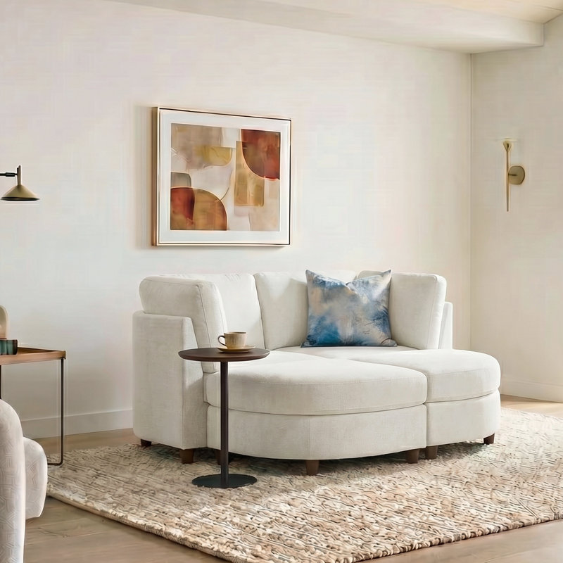 Taneiqua 145.54cm W Modern 2 Seater Chenille Sofa with Modular Design, Ivory