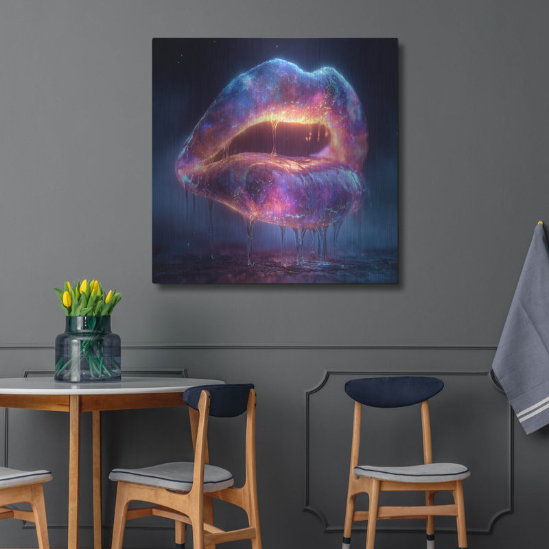  «Glowy Lips 2» par Ann Klee, art mural en métal, 36 po x 36 po, H 36 po x l 36 po