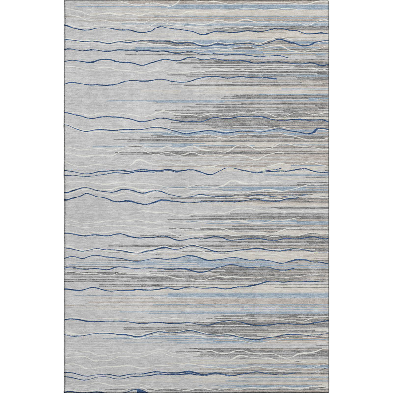 Premium Machine Washable Lyndhurst AMF996 Stripes Rug, Rectangle 10' x 14'