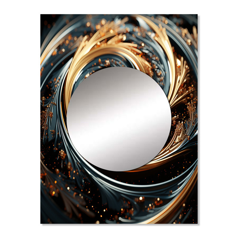 Or et vert hypnotique spirale abstraite II, 32 po x 24 po
