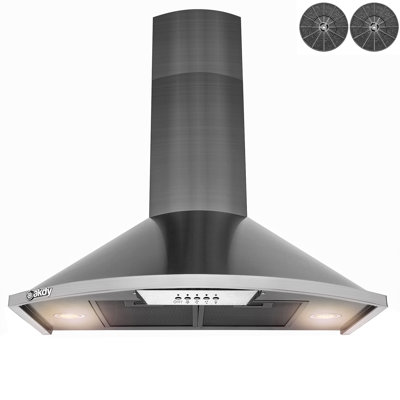 Hotte murale convertible 30 pouces en acier inoxydable noir de 343 pi3 / min avec filtres à charbon