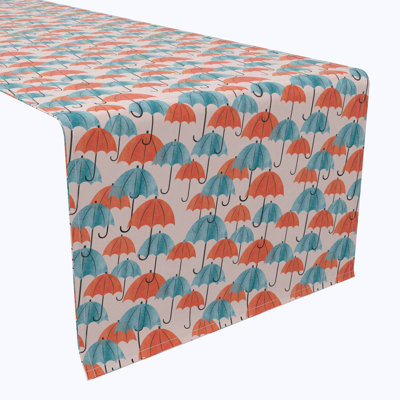 Table Runner, 100% Cotton, 16X108", Umbrellas Up