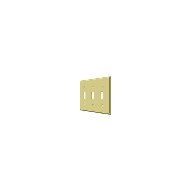 Deltana SWP4763U3 Switch Plate; Triple Standard; Bright Brass Finish, Brass