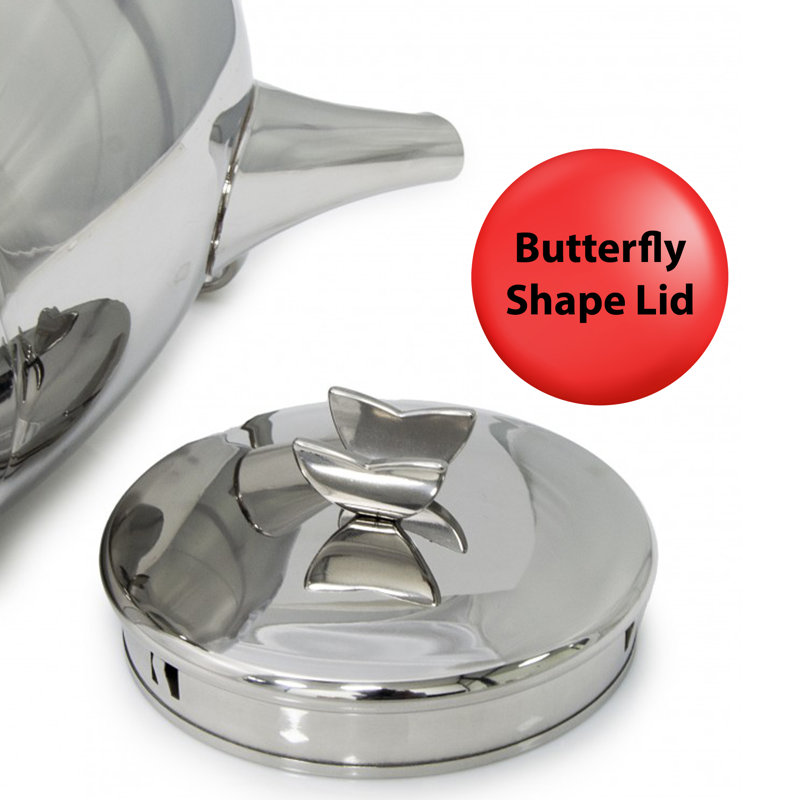 Korkmaz 2.3L Silver Stainless Steel Kettle with Butterfly Handle
