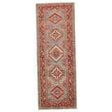 Kazak Wool Oriental Area Rug in Blue/Rust