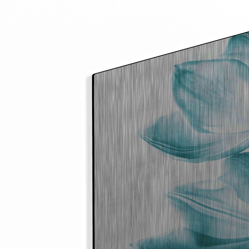 Art mural en métal Ebern Designs «Translucent Tulips II Teal» par Debra Van Swearingen, H 12 po x l 12 po