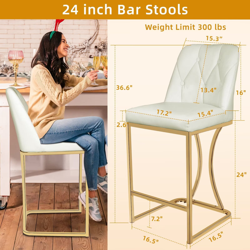 Tabouret de comptoir 24 po Yovany, Beige, 2