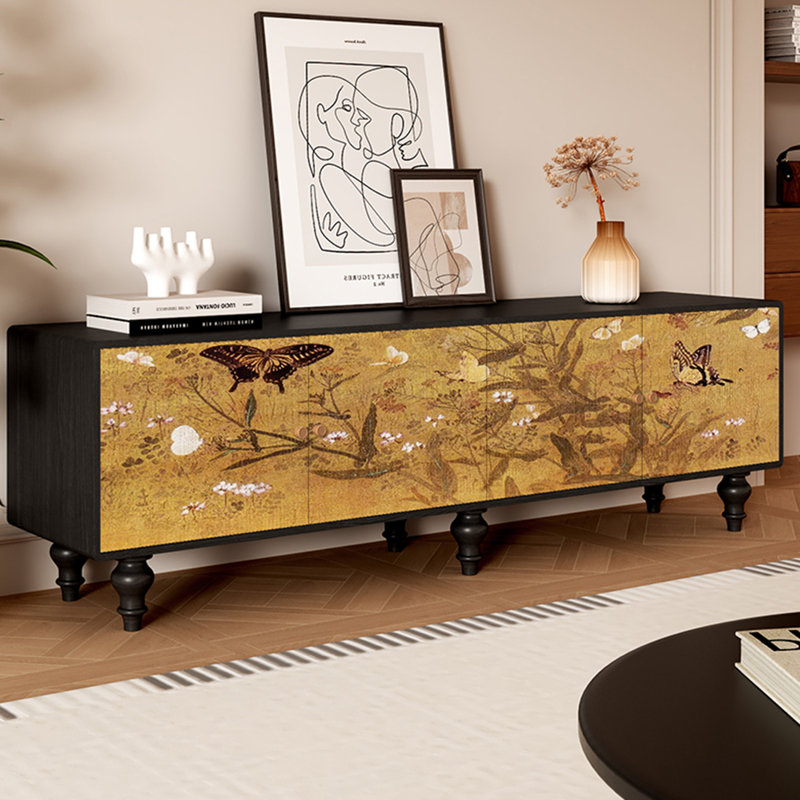 Pine Wood TV Stand with Spacious Storage
