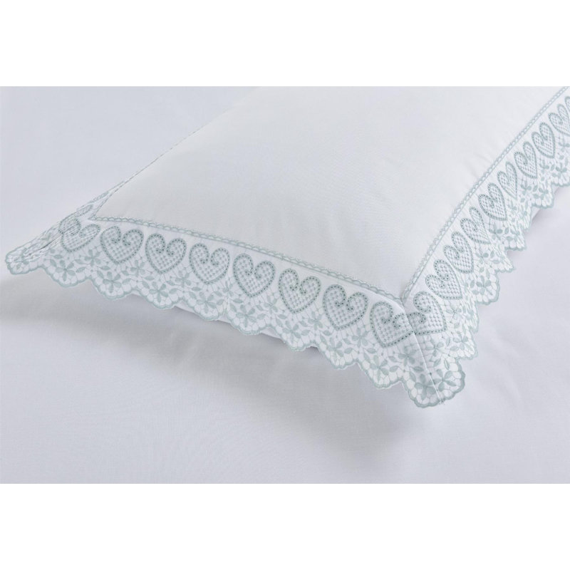 HomeSpace Direct Embroidered Luxury Duvet Cover Set Bedding Set With Pillowcase(s) Evelyn White