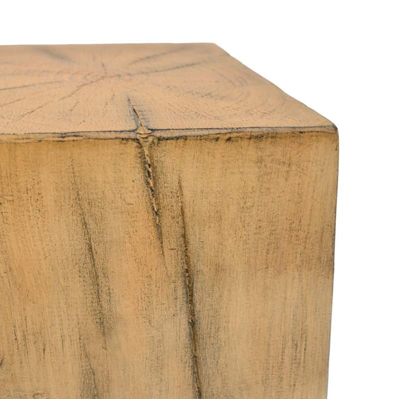 End Table With Wood-Like Appearance Design Quality, 33.38" High, Natural Color Option, Indoor Outdoor Function, Mixable For Layered Decor Arrangements Wood-Look In Structure Element, Height, Colorway