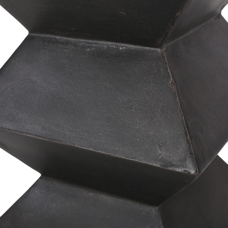 Table de bout d'extérieur en béton léger de 15,5 pouces - Table de bout géométrique MGO au fini cuivre, conception à piédestal moderne