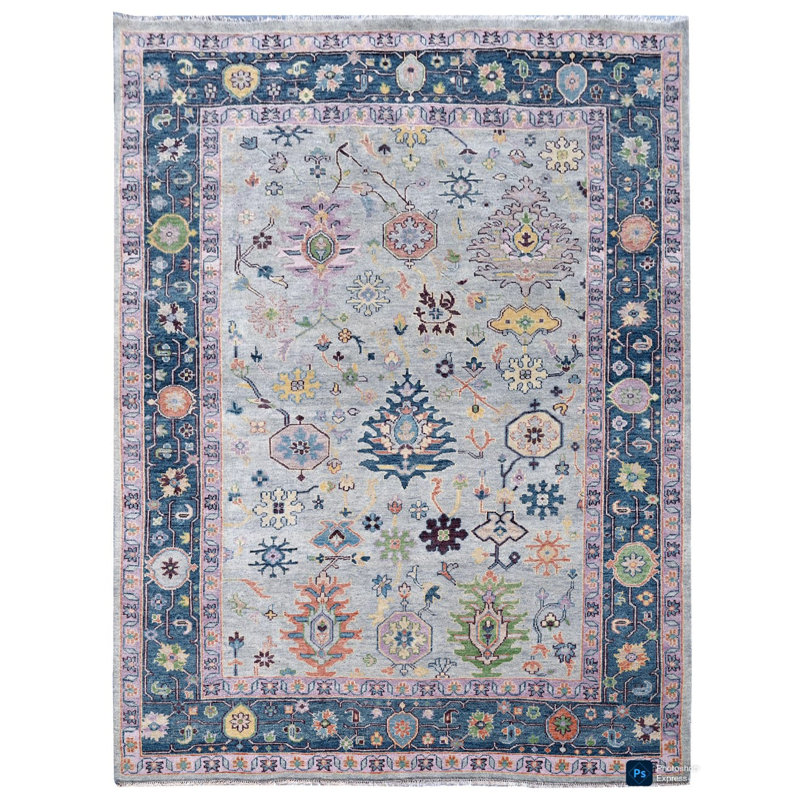 Tapis rectangulaire en laine noué à la main