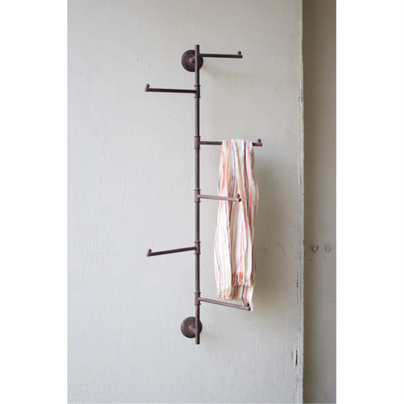  Rustic Metal Wall Swivel Coat Rack – 35.6 Inch Brown