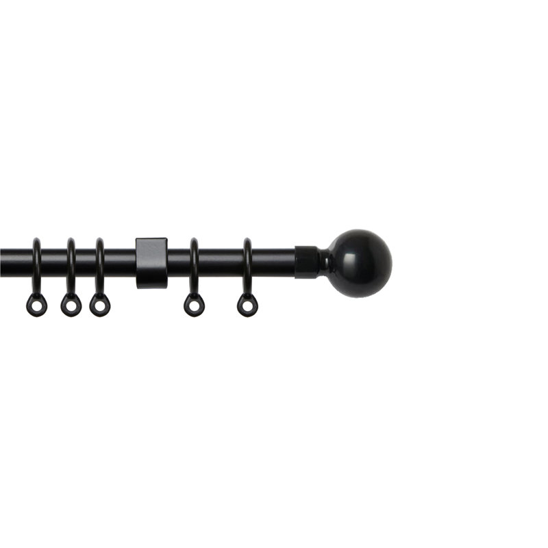 Olya Adjustable Single Curtain Pole, 4.5cm H x 280cm W x 7cm D, Black