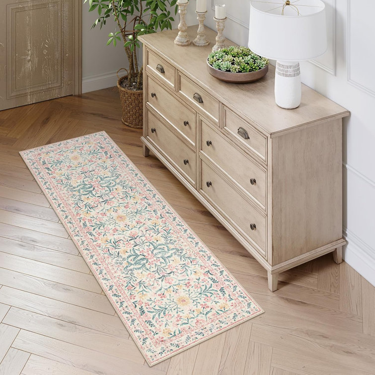 Kaldi Kaldi Oriental Botanical Floral Machine Washable Area Rug with Non-Slip Backing for Living Room, Dining Room, Bedroom