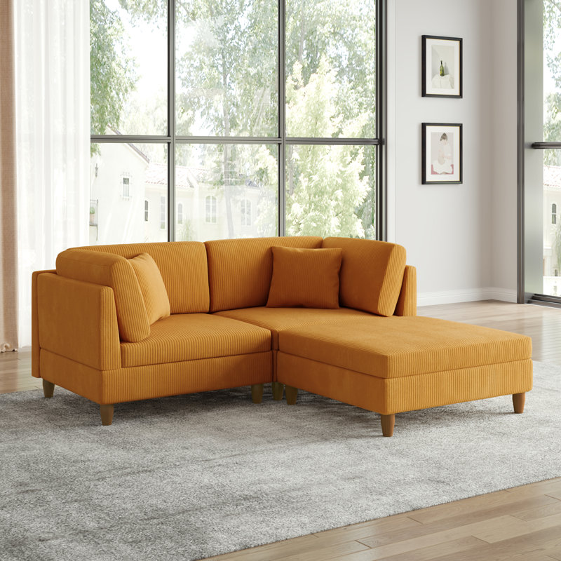Canapé modulaire en velours côtelé Seemab, Orange