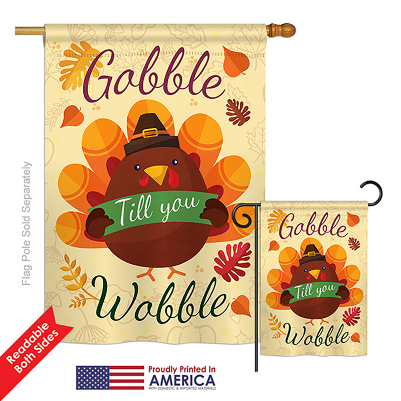 Ensemble de 2 drapeaux en polyester 2 faces automne thanksgiving