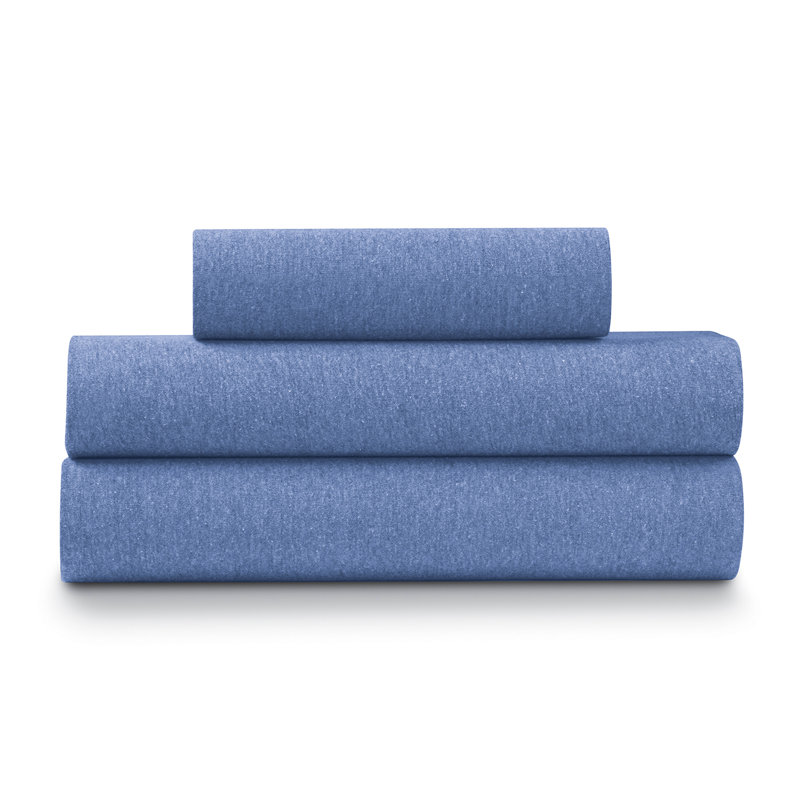 Ella Jayne Soft Heather Jersey Knit 4-Piece Sheet Set, Blue, Twin XL