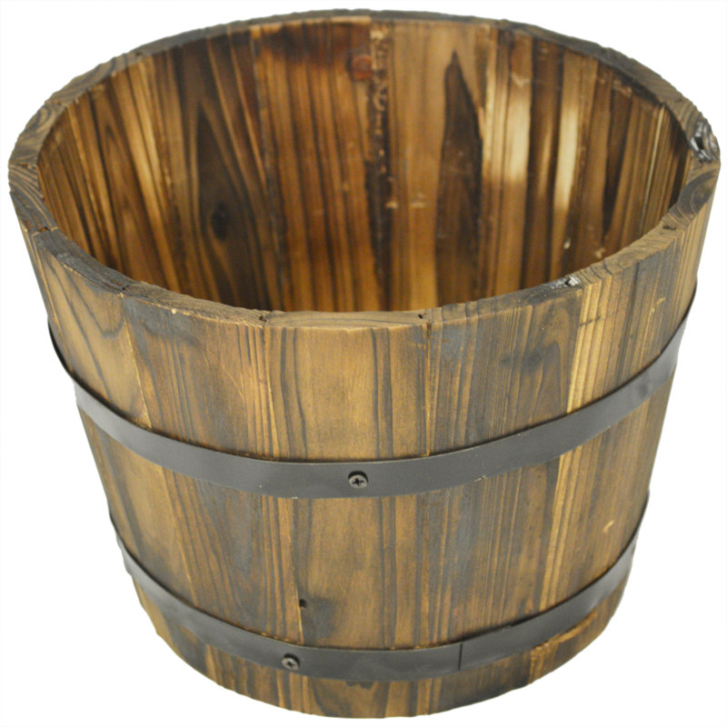 Monahan Wood Barrel Planter, 3