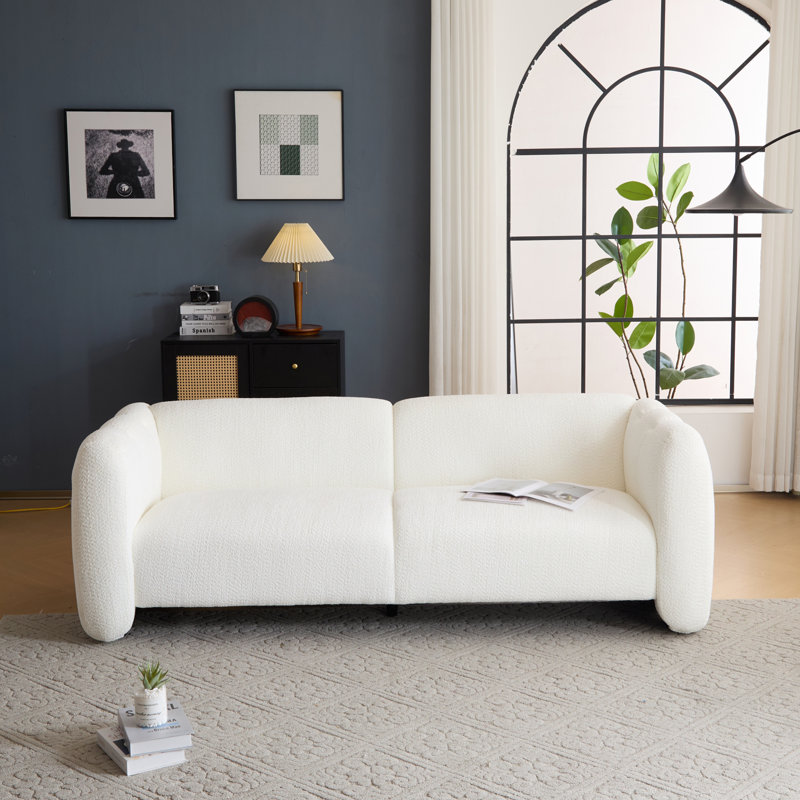 Élégant canapé 3 places Boucle au design ondulé, idéal pour les salons, les chambres à coucher et les appartements en blanc