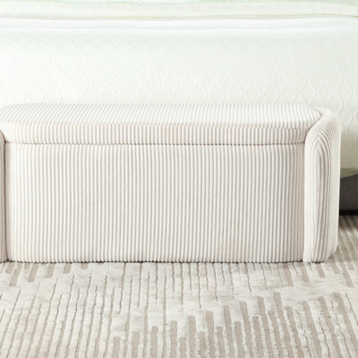 Versatile Upholstered Ottoman With Safety Hinge For Bedroom And Living Room