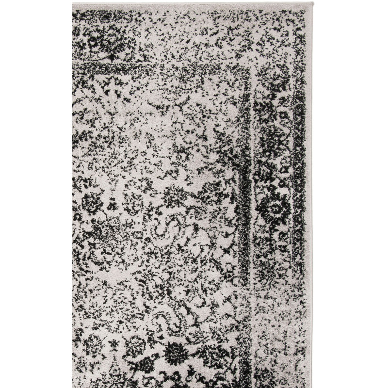 Tapis gris / noir Heidler, Tapis de couloir 2 pi 6 po x 12 pi