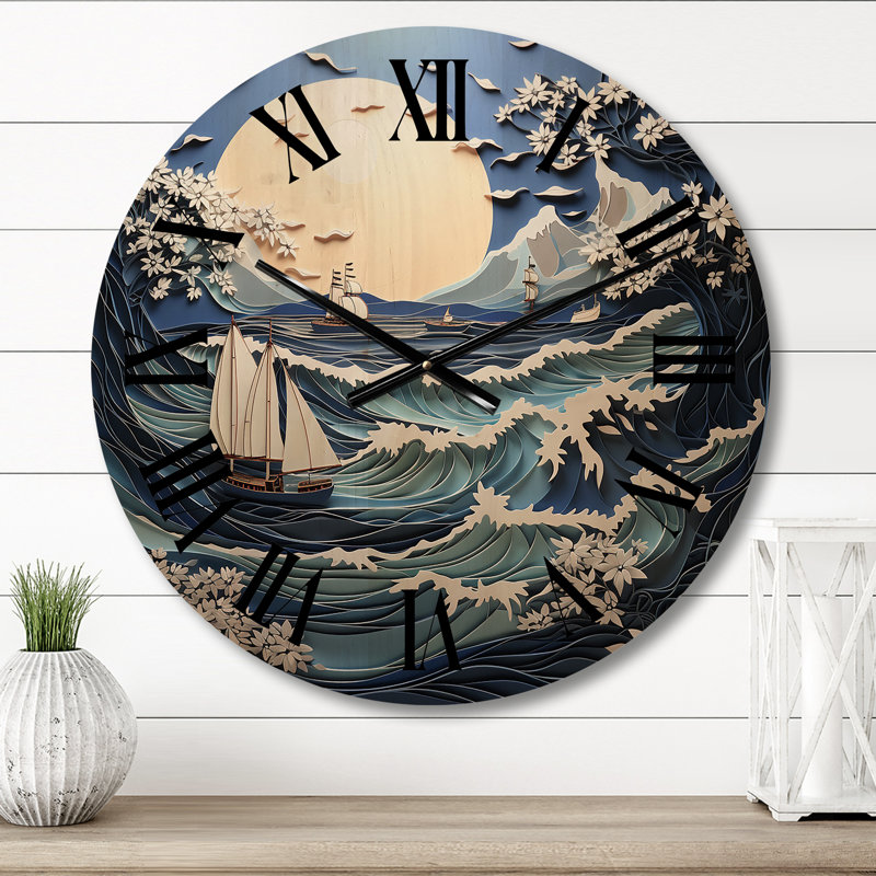 Horloge murale en bois massif Vilio, Moyenne