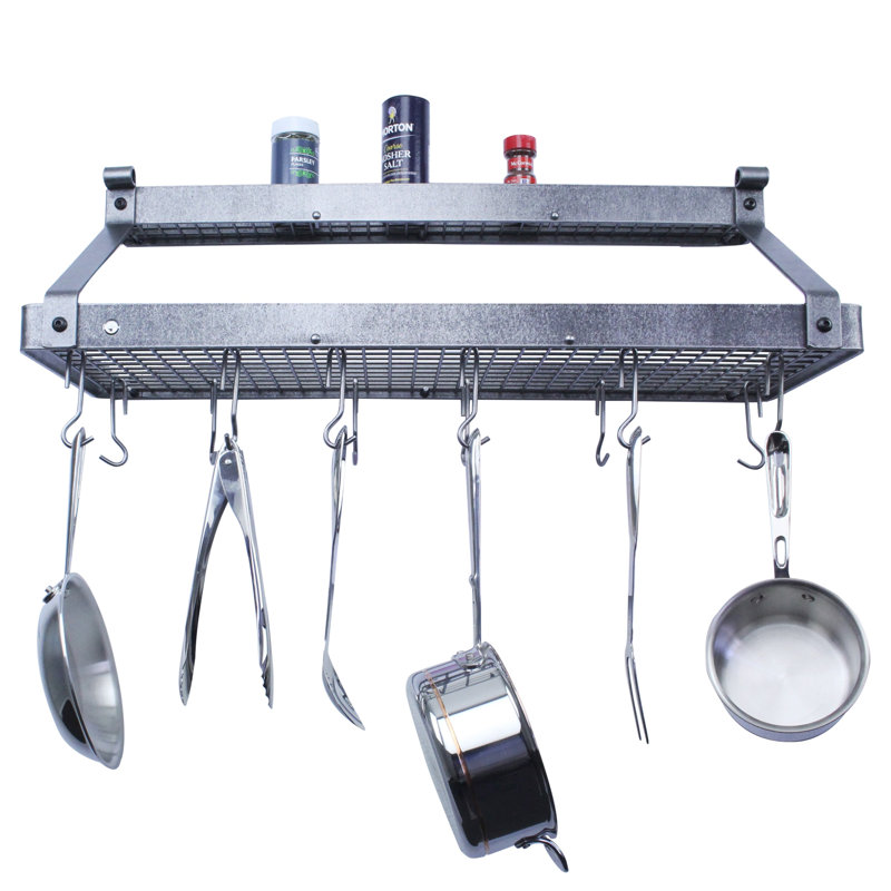 Gourmet Handcrafted Deep Bookshelf Wall Mounted Pot Rack